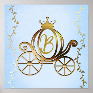 Affiche Voiture de princesse dorée livre de conte de fée p