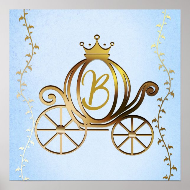 Affiche Voiture de princesse dorée livre de conte de fée p (Devant)