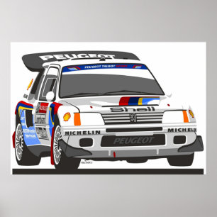 Affiche Voiture de rallye Peugeot 205 T16 Groupe B