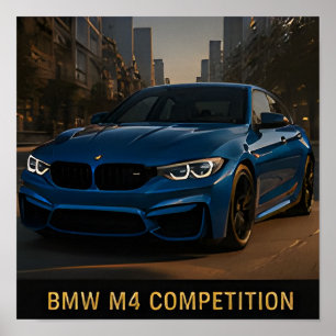 Affiche Voiture de sport allemande moderne BMW M4 Competit