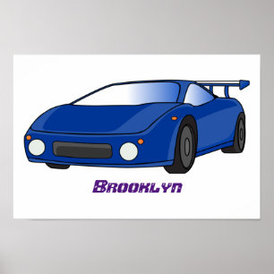 Affiche Voiture de sport bleue avec illustration airfos