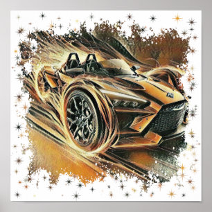 Affiche voiture de sport canadienne orange haute vitesse