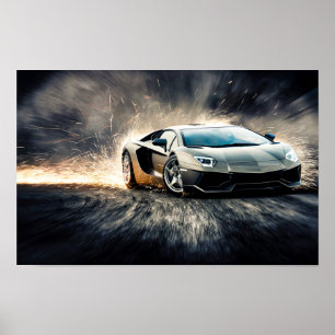 Affiche Voiture de sport de course élégante en dérive #5