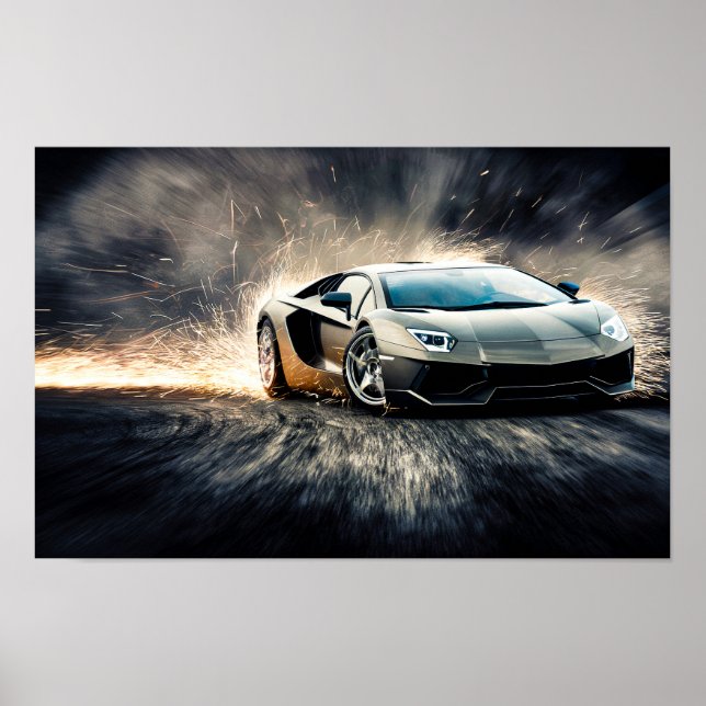 Affiche Voiture de sport de course élégante en dérive #5 (Devant)