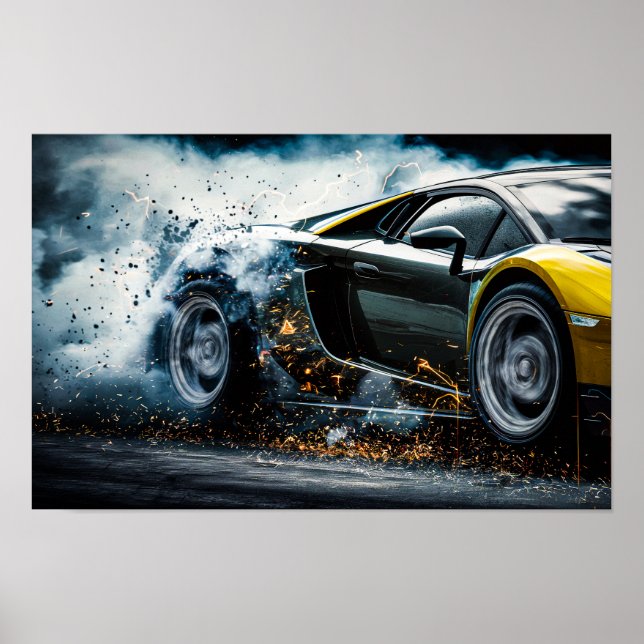 Affiche Voiture de sport de course élégante en dérive #6 (Devant)
