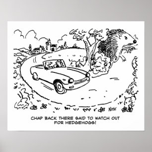 Affiche Voiture de sport en campagne avec Hérisson