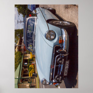 Affiche Voiture de sport MGB bleu classique.