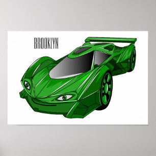 Affiche Voiture de sport verte avec illustration airfos