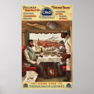 Affiche Voiture dinante de pullman sur le train
