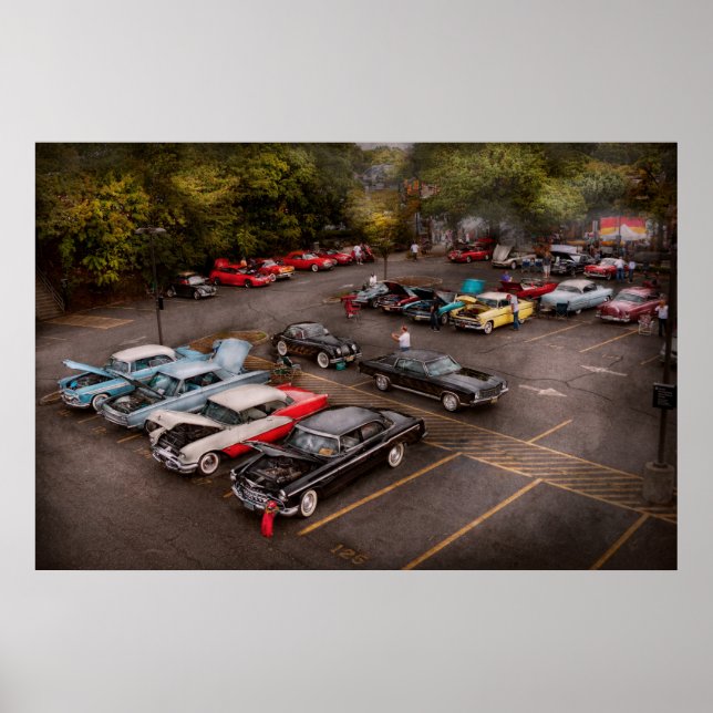 Affiche Voiture - Exposition de voitures anciennes (Devant)