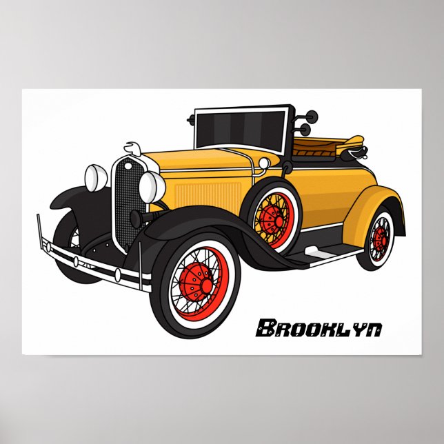 Affiche Voiture jaune classique 1931 (Devant)