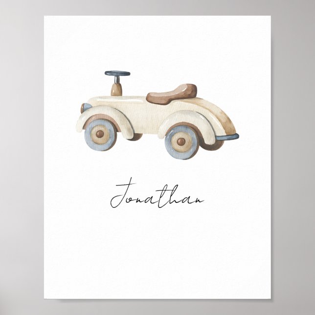 Affiche Voiture jouet vintage personnalisable (Devant)