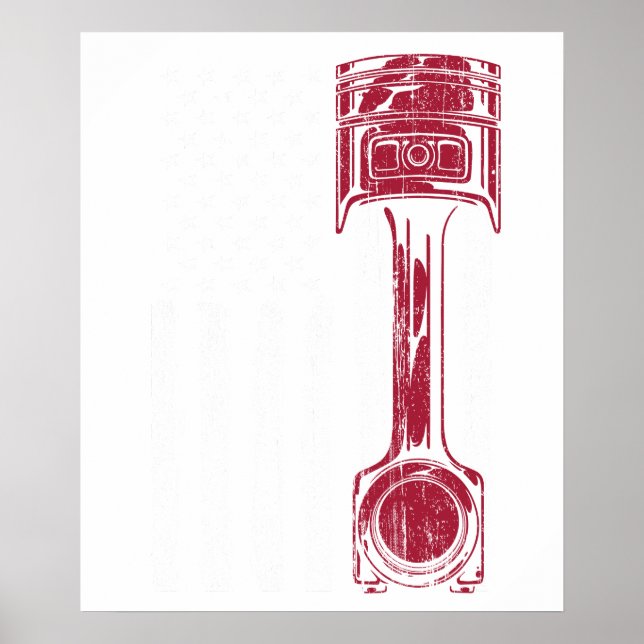 Affiche Voiture Musclée à Piston Drapeau Américain (Devant)