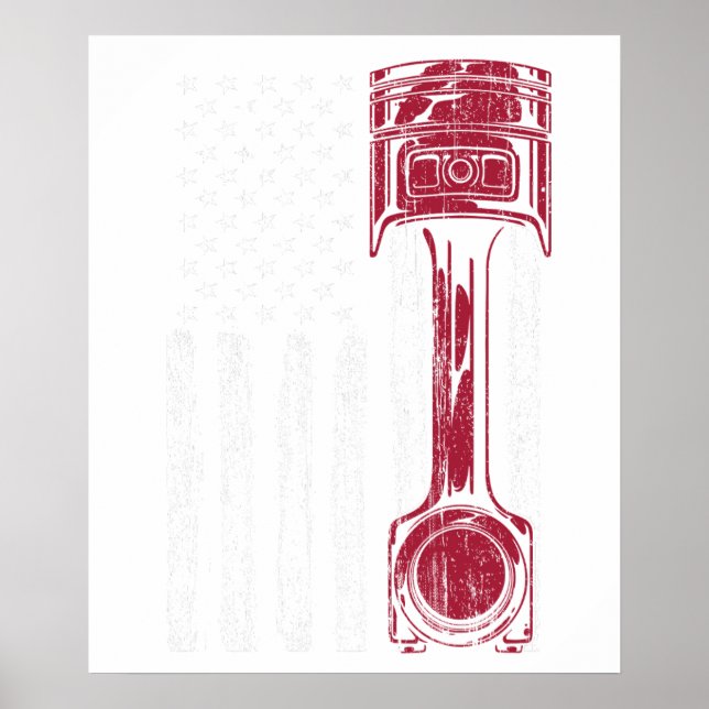 Affiche Voiture Musclée à Piston Drapeau Américain (Devant)