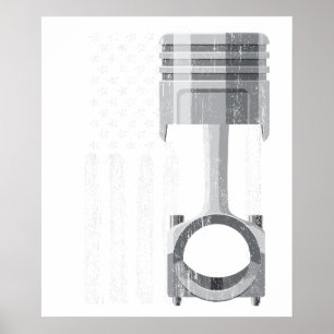 Affiche Voiture Musclée à Piston Drapeau Américain 2