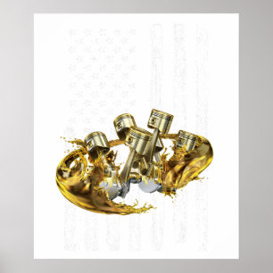 Affiche Voiture Musculaire à Piston de Drapeau Américain 3