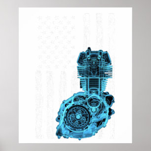 Affiche Voiture Musculaire à Piston de Drapeau Américain 7