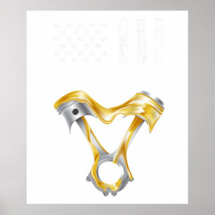 Affiche Voiture Musculaire à Piston Drapeau Américain 8