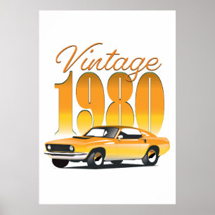 Affiche Voiture rétro vintage 1980