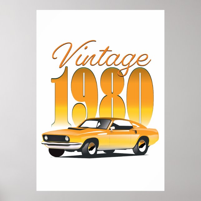 Affiche Voiture rétro vintage 1980 (Devant)