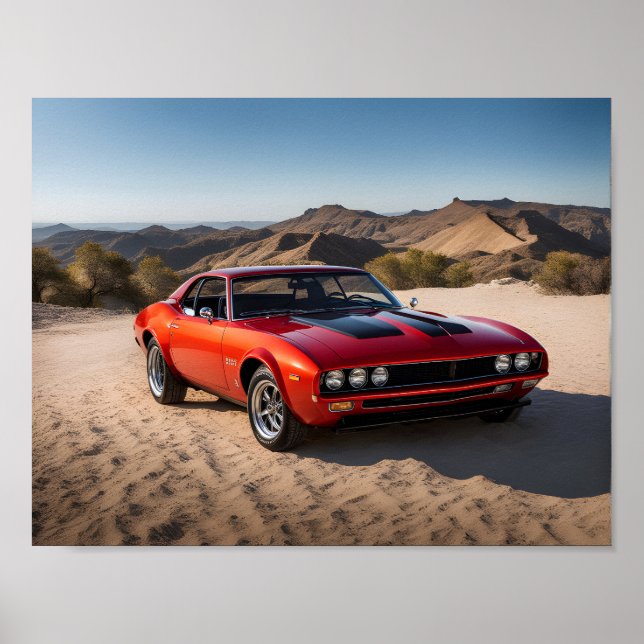Affiche voiture sport dans le désert (Devant)