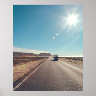 Affiche Voiture sur route asphaltée noire