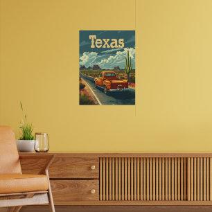 Affiche Voiture Vintage du désert du Texas