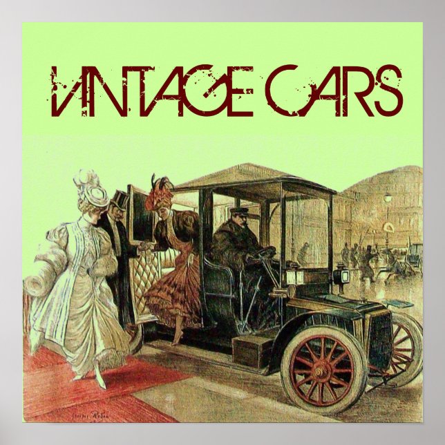 AFFICHE VOITURE VINTAGE, ÉLÉGANTES FEMMES CLASSIQUES AUTO  (Devant)