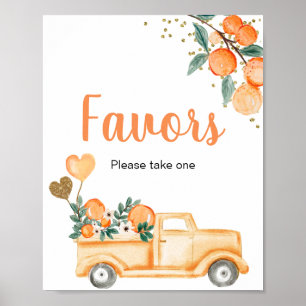 Affiche Voiture Vintage Orange Citrus Aquarelle Favoriser