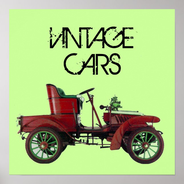 Affiche VOITURE VINTAGE ROUGE /AUTO AUTO CLASSIQUE Vert (Devant)