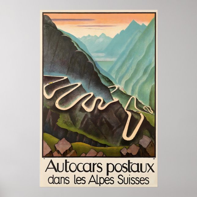 Affiche Voitures Course Conduite Alpes Suisse Montagnes (Devant)