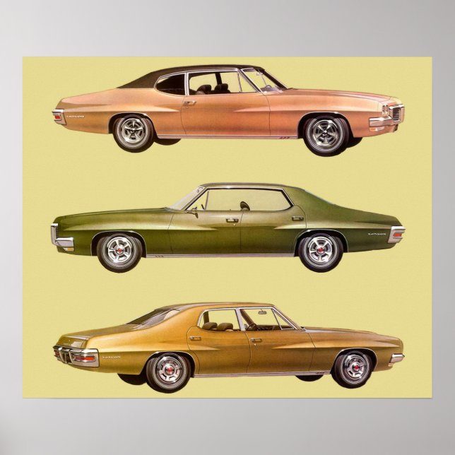 Affiche Voitures de trois muscles en 1970 (Devant)
