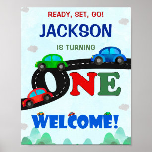 Affiche Voitures signe de fête de bienvenue Chauffeur 1er