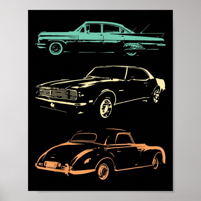 Affiche Voitures Vintage - 80s & 90s Graphic Retro (Devant)
