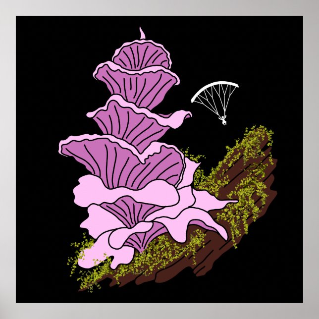 Affiche Vol à voile Champignon Pagode Rose (Devant)