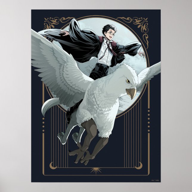Affiche Vol Anime HARRY POTTER™ avec Buckbeak (Devant)