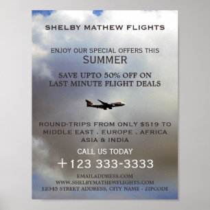 Affiche Vol moderne, publicité aérienne