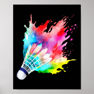 Affiche Volant de Badminton Aquarelle Cadeau pour Joueur A