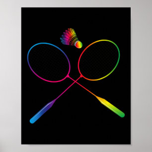Affiche Volant de badminton Coloré Avec Raquette De Navett