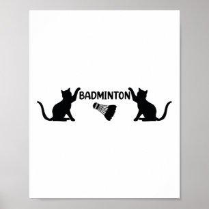 Affiche Volant de badminton Et Chats - Cool Badminton Shut