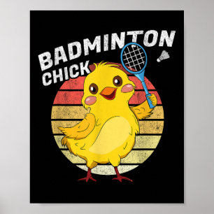 Affiche Volant de badminton Femmes Poulet Rétro Badmint