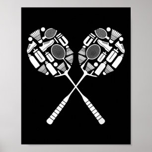 Affiche Volant de badminton Racket Équipement Icon Silhoue