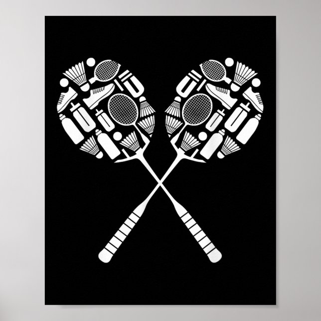 Affiche Volant de badminton Racket Équipement Icon Silhoue (Devant)