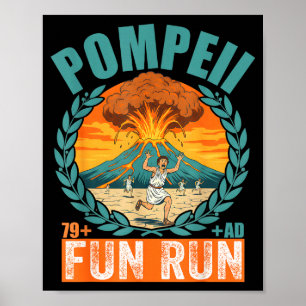 Affiche Volcan drôle de Pompéi Fun Run Géographie Volcanol