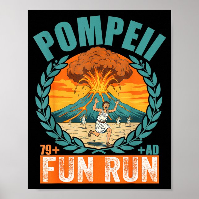 Affiche Volcan drôle de Pompéi Fun Run Géographie Volcanol (Devant)