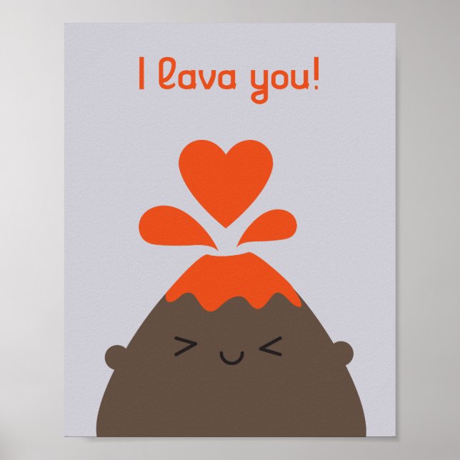 Affiche Volcan I Lava You Kawaii (Devant)
