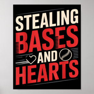 Affiche Vole de bases et de cœurs Jeux de mots sur le base
