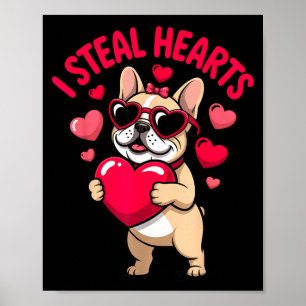 Affiche Vole des cœurs bouledogue français valentin chien