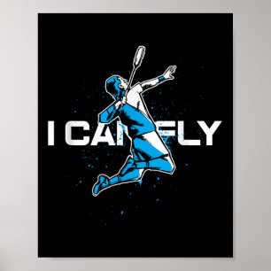 Affiche Voler Badminton Joueur Navette Trainer Racket Spor