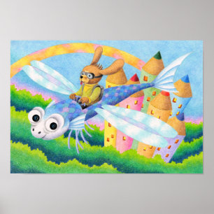 Affiche Voler dans un planeur en forme de poisson.
